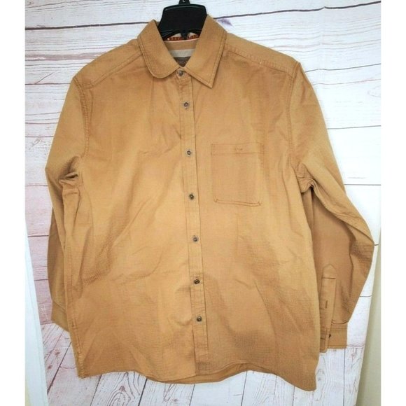 Rare Territory Ahead Jeans Cotton Brown Scale Style Button Up Shirt - Picture 1 of 12